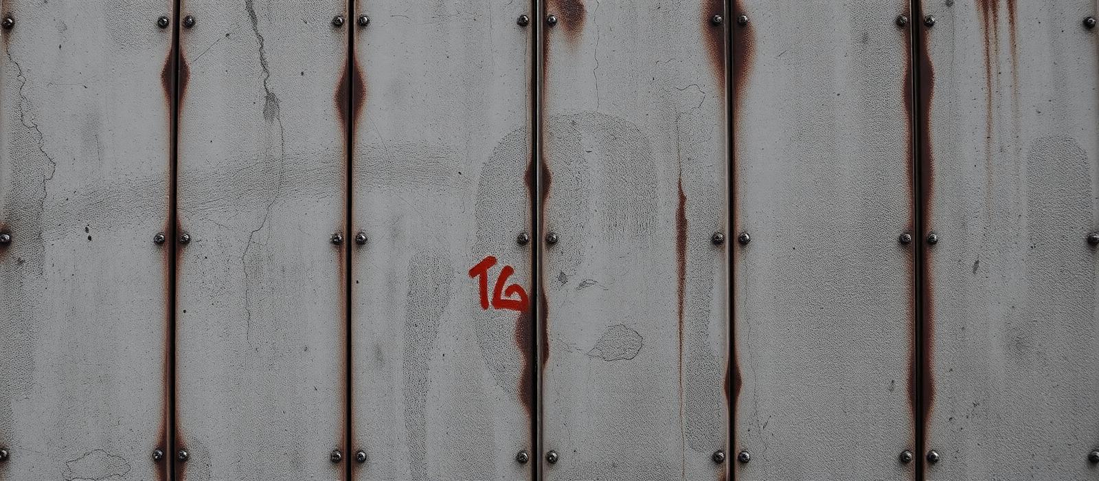 Besprühte Stahlwand mit Rost